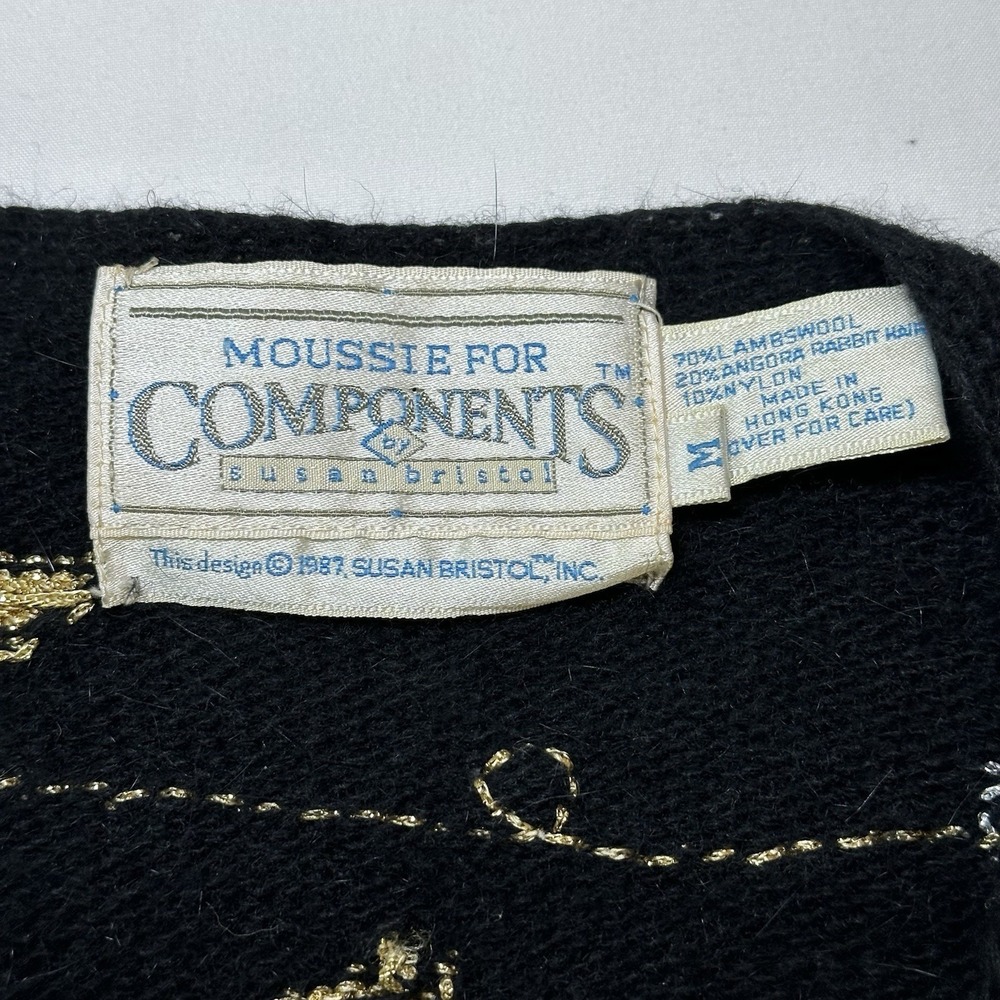 Susan Bristol 1987 Embroidered Button Front Cardigan Short Puff Sleeve Sweater M - Picture 6 of 11